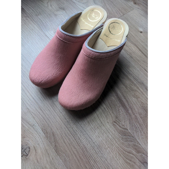 No.6 Old School Clogs High Heel Pink Pony Hair Womens 7.5 - 8 EU 38 - Picture 12 of 16